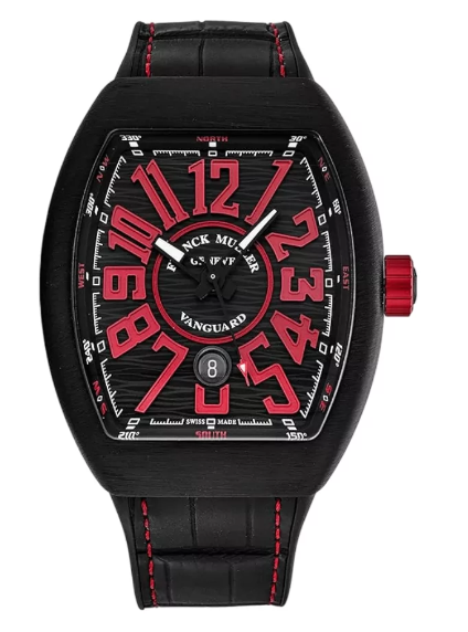 Buy Franck Muller V 45 SC DT TT NR BR NR Black Titanium red Numerals Replica Watch for sale Cheap Price